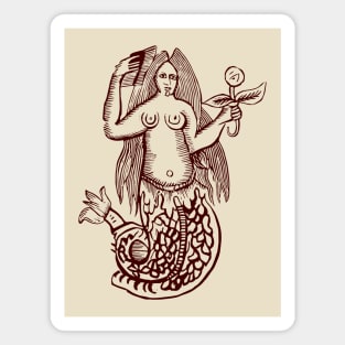 Woodcut Mermaid Magnet